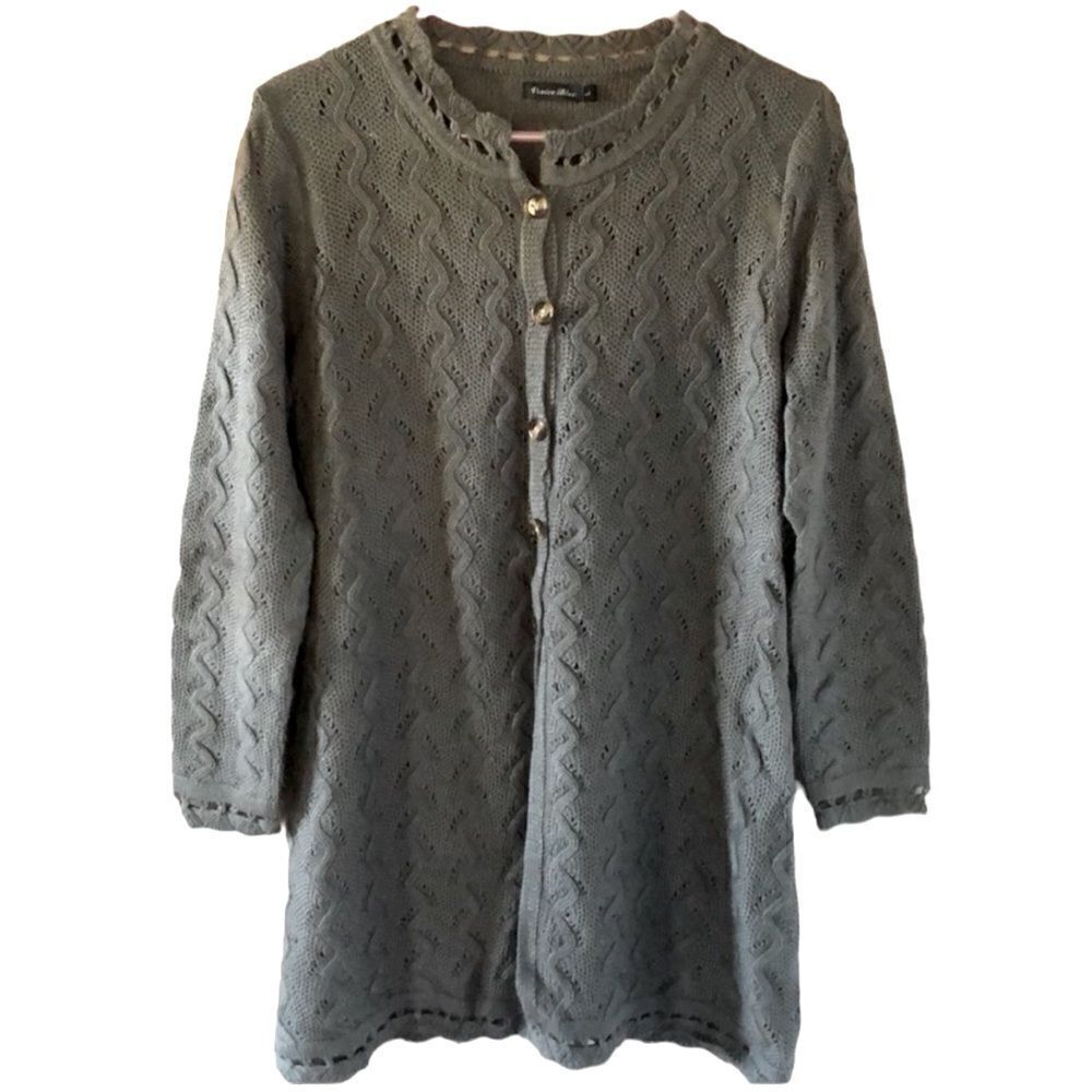 Women’s Olive Green/Gray Long Soft Sweater L
